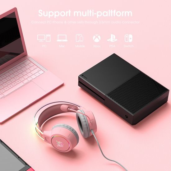 Onikuma X15 Pro Herné slúchadlá s mikrofónom, ružová