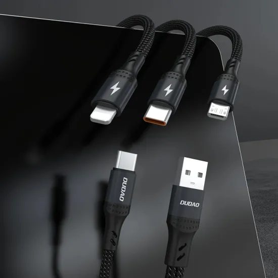 Καλώδιο Dudao L3W USB-A / USB-C - Lightning / USB-C / Micro USB, 66W, μαύρο