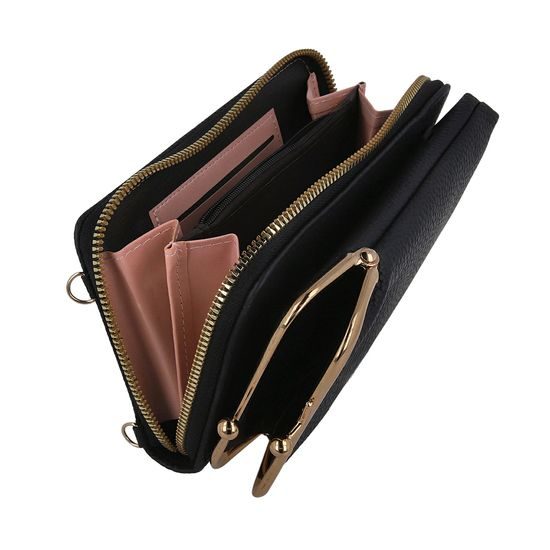 Πορτοφόλι τηλεφώνου 2 σε 1, μαύρο