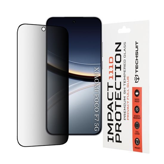 Xiaomi Poco F7 aizsargstikls – Techsuit 111D privātuma rūdītais stikls – melns