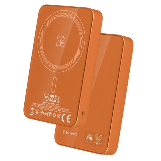 Blavec BJ-04 Slim 3u1 MagSafe powerbank USB-C, 10000mAh, 22,5W, narančasta