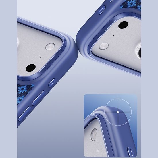 iPhone 17 Pro / 18 Pro vāciņš – Benks Magnetic Armor Pro Kevlar metāla rāmis ar MagSafe – zils