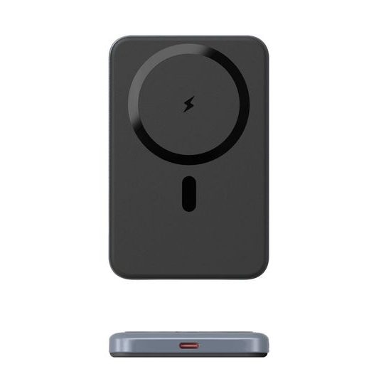 UltraThin MagSafe Powerbank 10000 mAh z vrtljivim stojalom, PD20W + 15W brezžično, srebrno siva