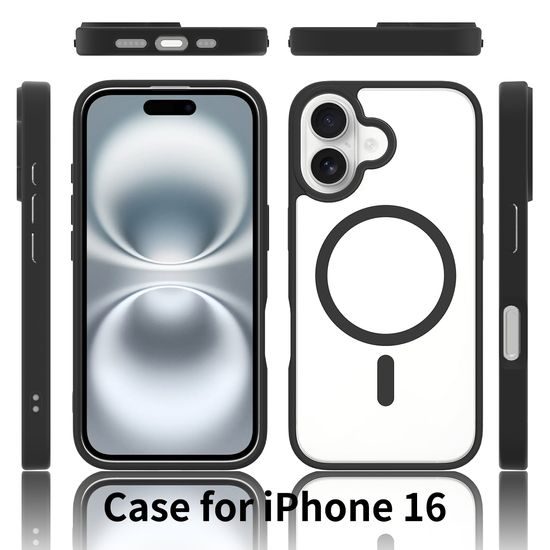 JP MagFit Clear MagSafe obal s N52 magnetem, iPhone 16, černý