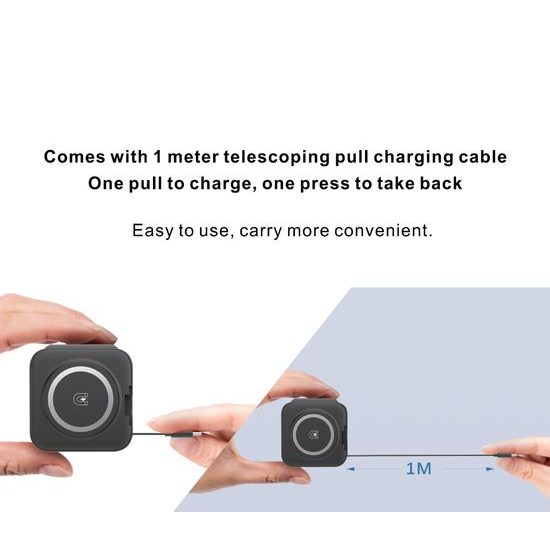 3az1-ben Vezeték nélküli összecsukható töltő, 15W, fekete