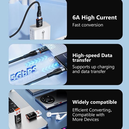 Techsuit Premium OTG προσαρμογέας HyperPort (A5) USB-C - USB, μαύρο-πορτοκαλί