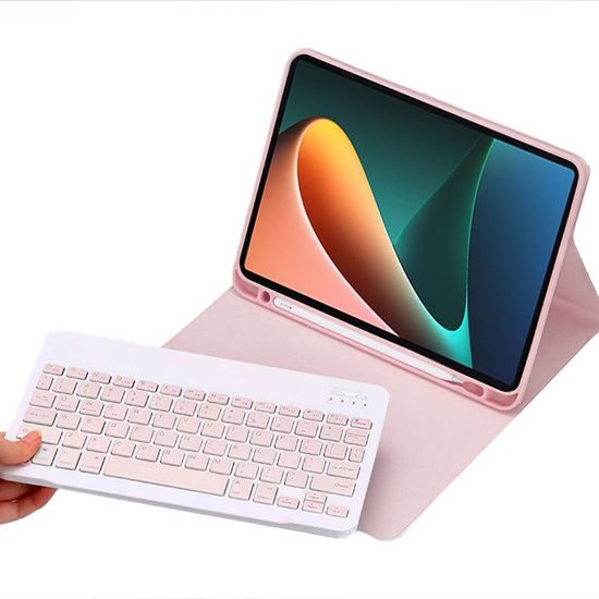 Hülle mit Bluetooth-Tastatur für Xiaomi Pad 5 / 5 Pro, rosa