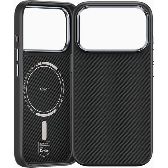 iPhone 17 Pro / 18 Pro ümbris – Benks Magnetic Armor Pro Kevlar Metal Frame – must