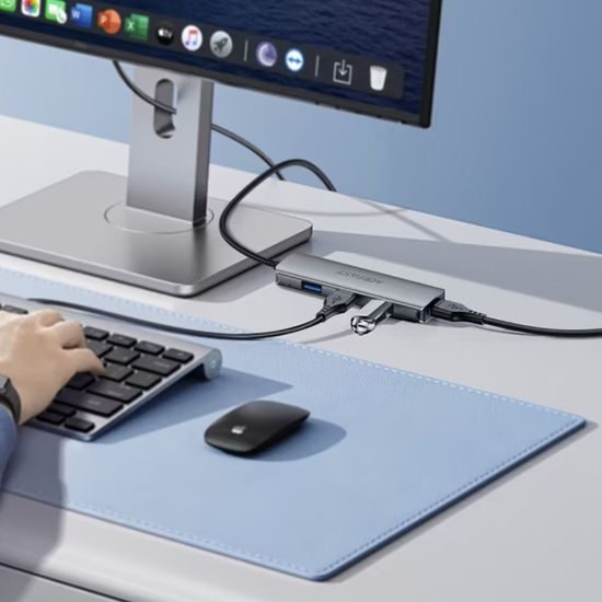 Acefast 4-in-1 Adapter (J17) - 4x USB 3.0 - 5 Gb/s - Plug & Play - Grijs