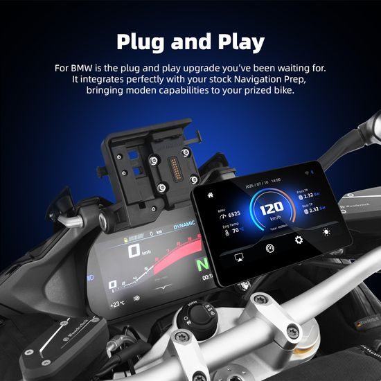 6" Trådløst display til BMW motorcykler, Apple CarPlay / Android Auto