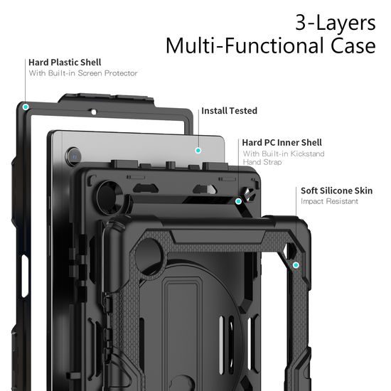 JP Solid360 Θήκη tablet, Samsung Tab A8 10.5" X200/X205, μαύρο