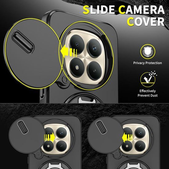 Camslide Stand maska, Xiaomi Redmi Note 15 Pro Plus 5G, crna