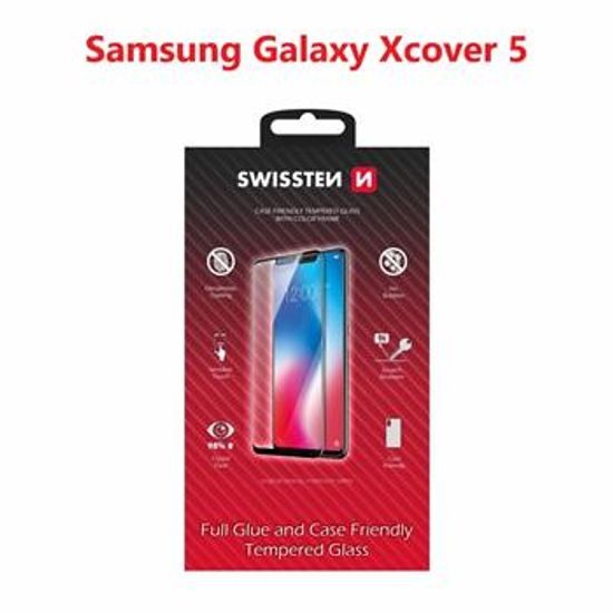 Swissten Full Glue, Color frame, Case friendly, Displayschutz, Samsung Galaxy XCover 5, schwarz