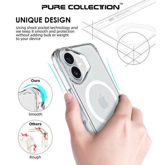 JP MagFit MagSafe θήκη με πιστοποίηση 3M SGS, iPhone 17, διάφανη