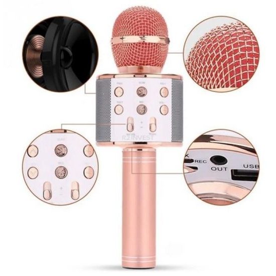 Microfon Karaoke WS858, rose gold