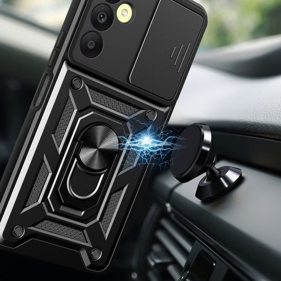 Samsung Galaxy A35 5G Hoesje - Tech-Protect CamShield Pro - met Camera Slider & 360° Ring Standaard - Zwart