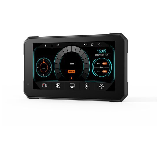 Motociklistički zaslon 6" s prednjom i stražnjom kamerom, GPS-om i TPMS-om te bežičnim Apple CarPlay i Android Auto