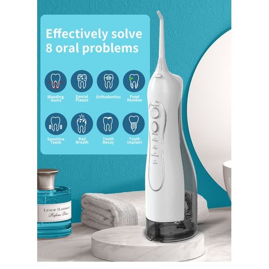 Set spazzolino elettrico sonico e idropulsore dentale wireless 2in1, bianco