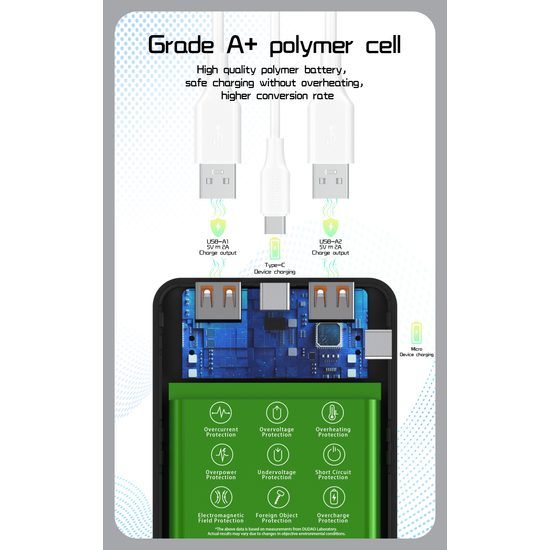 Dudao K8-5 powerbanka 50000mAh 30W – melna