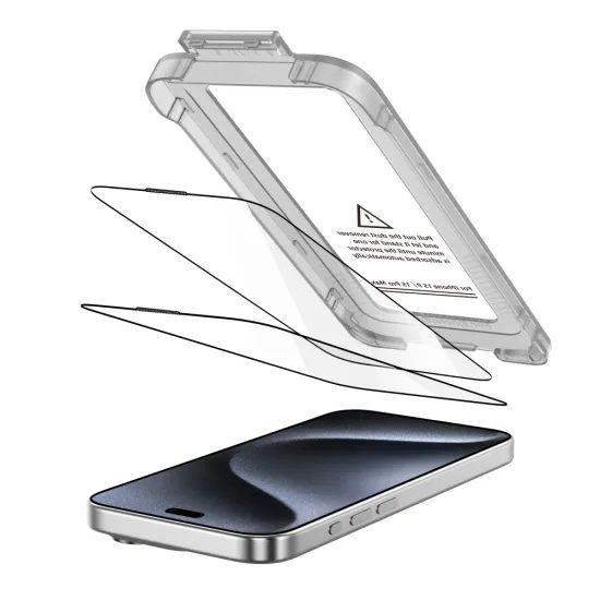 Tech-Protect Σκληρυμένο γυαλί Quick Set+, iPhone 15 Pro, μαύρο, 2 τεμάχια