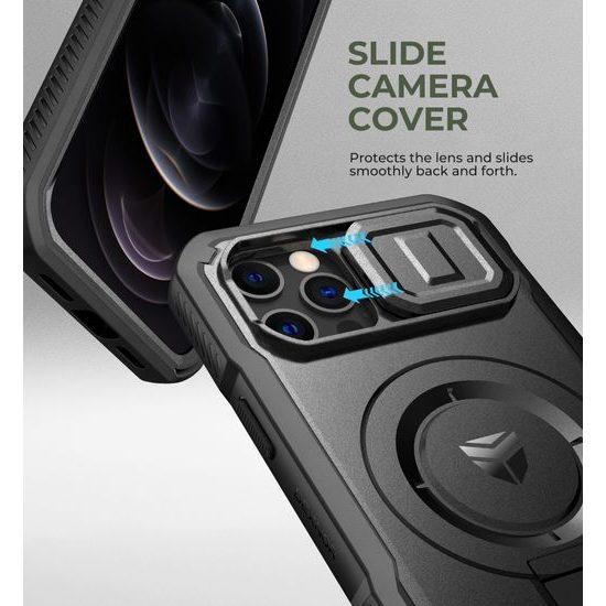 Dexnor MagSafe 360 Kickstand Camprotector Θήκη iPhone 12 / 12 Pro, Μαύρη