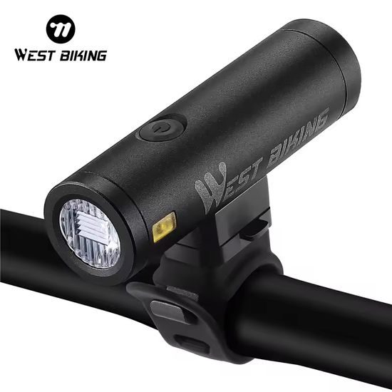 West Biking Fahrradlicht Vorne 500 Lumen - 2000 mAh Akku - IPX5 Wasserdicht - USB-C Aufladung - Schwarz