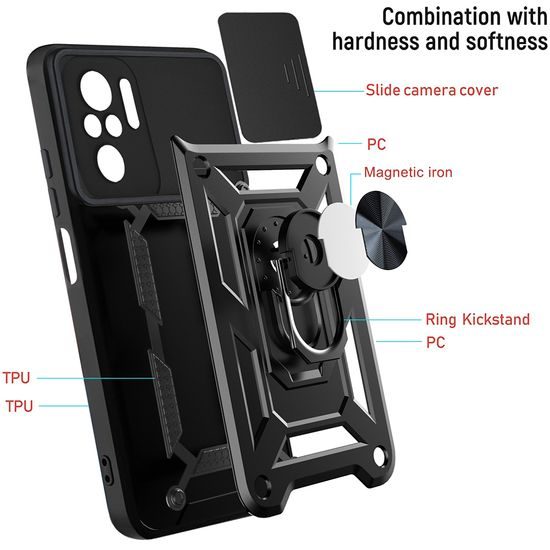 Techsuit CamShield, Xiaomi Redmi Note 10 4G / Note 10S / Poco M5s, čierny