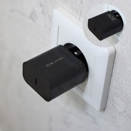 Blavec зарядно устройство BC-9, PD 20W 3A, USB-C, черно