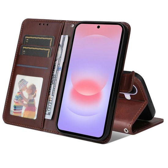 Magnet Schutzhülle für Samsung Galaxy A27 - Elegantes Leder Case mit Magnetverschluss - Braun