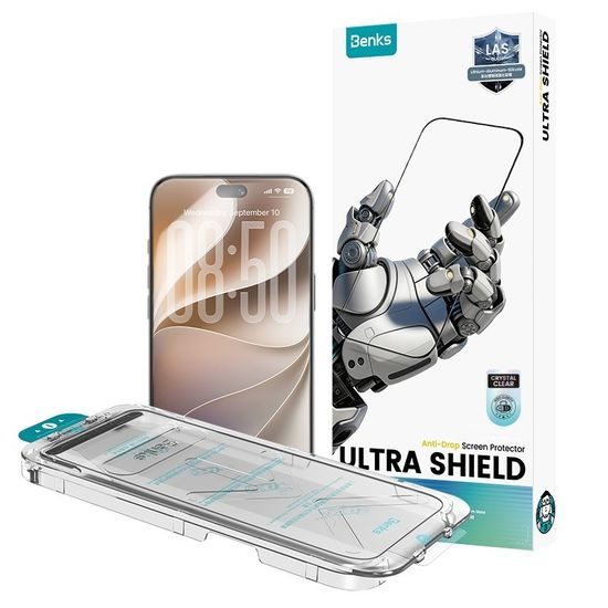 iPhone 17 Pro / 18 Pro kaitseklaas – Benks Ultra Shield HD karastatud klaas – must