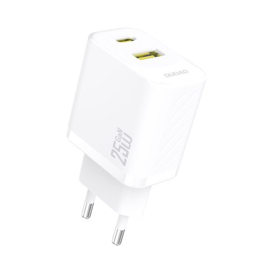 Dudao A26TEU φορτιστής USB-A + USB-C, GaN 25W, λευκό