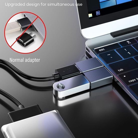 Techsuit Premium OTG adaptér SlateVolt (A8) USB - USB-C, sivý