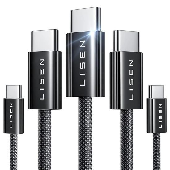 Lisen Datový kabel USB-C, 60 W, 480 Mb/s, 5 ks, 1 m / 1 m / 2 m / 2 m / 3 m, černý