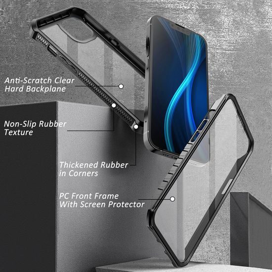 Dexnor 360 Clear θήκη για iPhone 13, μαύρη