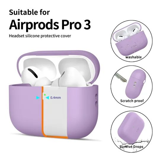 Tech-Protect Σιλικονική Θήκη, Apple AirPods Pro 3, μωβ
