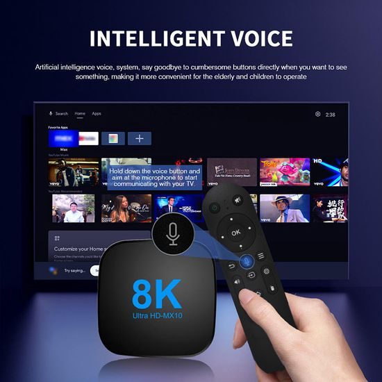 MX10 8K Smart TV Box z Android 14 (4 GB RAM / 32 GB)