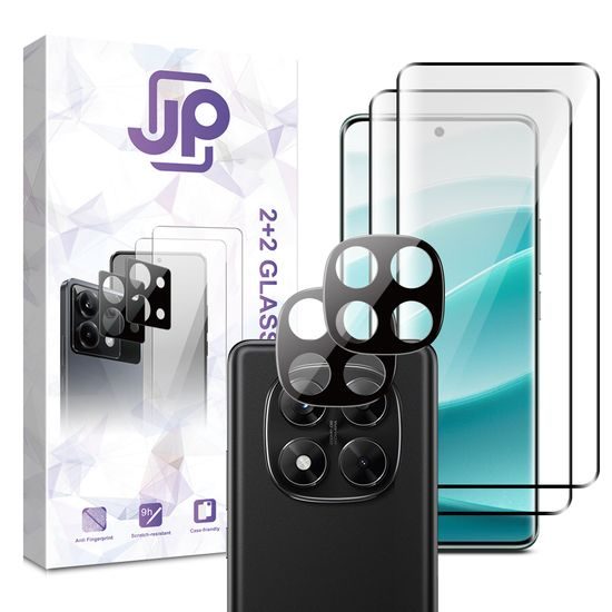 JP Combo pack, Sada 2 tvrzených skel a 2 sklíček na fotoaparát, Xiaomi Redmi Note 14 Pro 5G