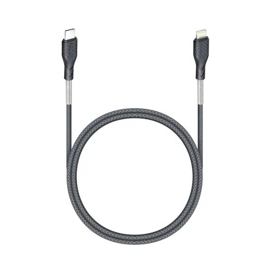 Καλώδιο Forcell Carbon, USB-C - Lightning, Power Delivery, PD27W, CB-01C, μαύρο, 1 m