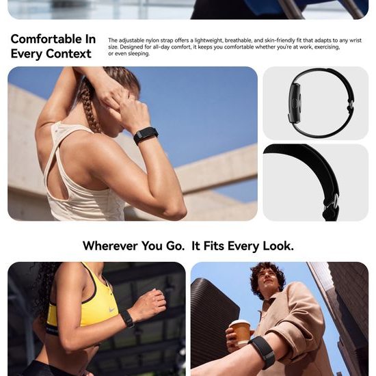 Weofly Airfit Smart Fitness Tracker ohne Display - Aktivitätstracker mit Herzfrequenzmessung und Schlafüberwachung - Schwarz