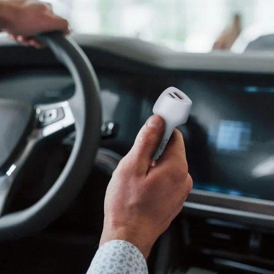 Forcell Carbon Προσαρμογέας Αυτοκινήτου, USB-C 3.0 PD20W + USB QC3.0, 18W, 5A, CC50-1A1C, λευκό