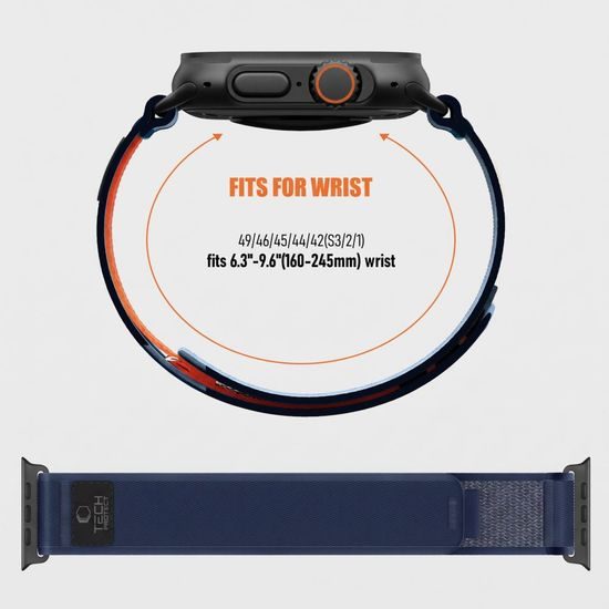 Tech-Protect Nylon Elite Apple Watch 8 / 9 / 10 / 11 / 12 / SE / Ultra (44 / 45 / 46 / 49) mm, modro-oranžový