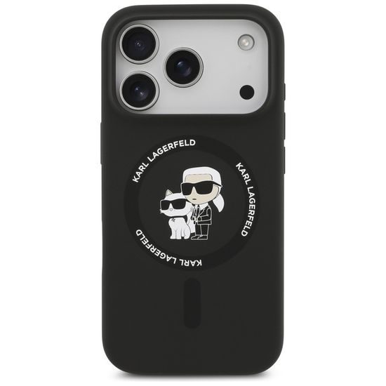Karl Lagerfeld Siliconen Hoesje KC Body Ring - MagSafe geschikt - voor iPhone 17 Pro / 18 Pro - Zwart