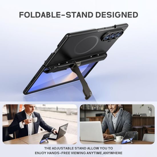 BiQiHR Schutzhülle + HD Schutzfolie für Samsung Galaxy Z Fold7 - 360° Schutz mit Panzerglas und Ständer - Schwarz