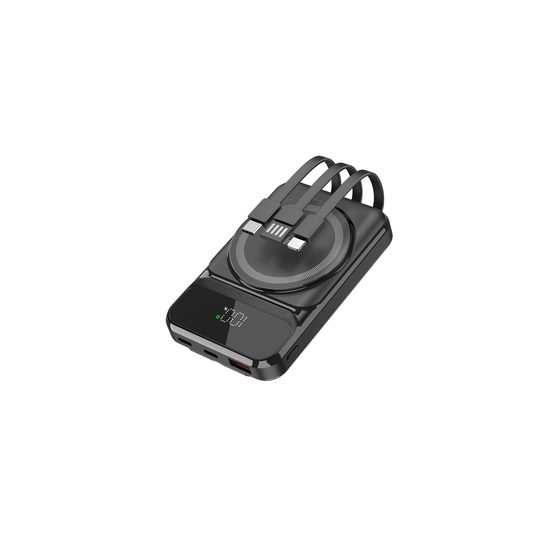 MagSafe 15W ασύρματη PowerBank, 10.000 mAh με 3 ενσωματωμένα καλώδια, μέγεθος S, μαύρη