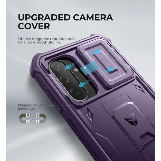 Dexnor 360 Kickstand Hoesje - met Camera Cover & Standaard - voor Samsung Galaxy A36 - Paars