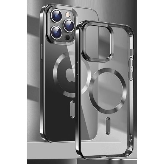 Swissten Clear Jelly MagStick Metallic, iPhone 15 Pro Max, črna