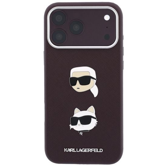 Karl Lagerfeld Saffiano K&C Heads Pins and Logo Crossbody ümbris iPhone 17 Pro / 18 Pro – burgundia