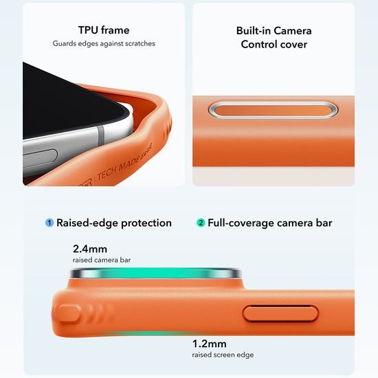 iPhone 17 Pro / 18 Pro vāciņš – ESR Classic Hybrid HaloLock Kickstand ar statīvu – oranžs