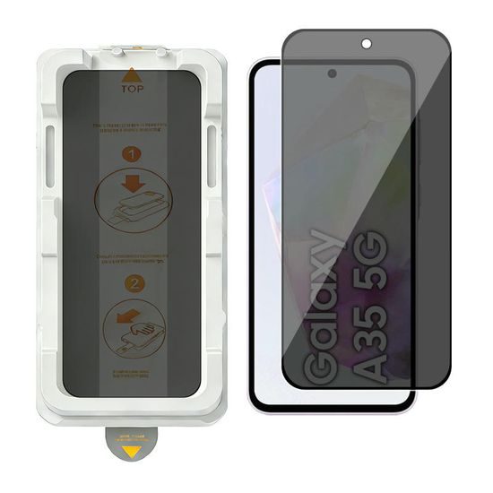 Wency Magic Box Privacy 5D Σκληρυμένο Γυαλί με Εύκολη Εφαρμογή, Samsung Galaxy A35, μαύρο