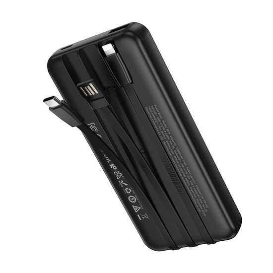 Borofone BJ79 CleverPower Bank 10 000 mAh с USB-C и Lightning кабели, черна